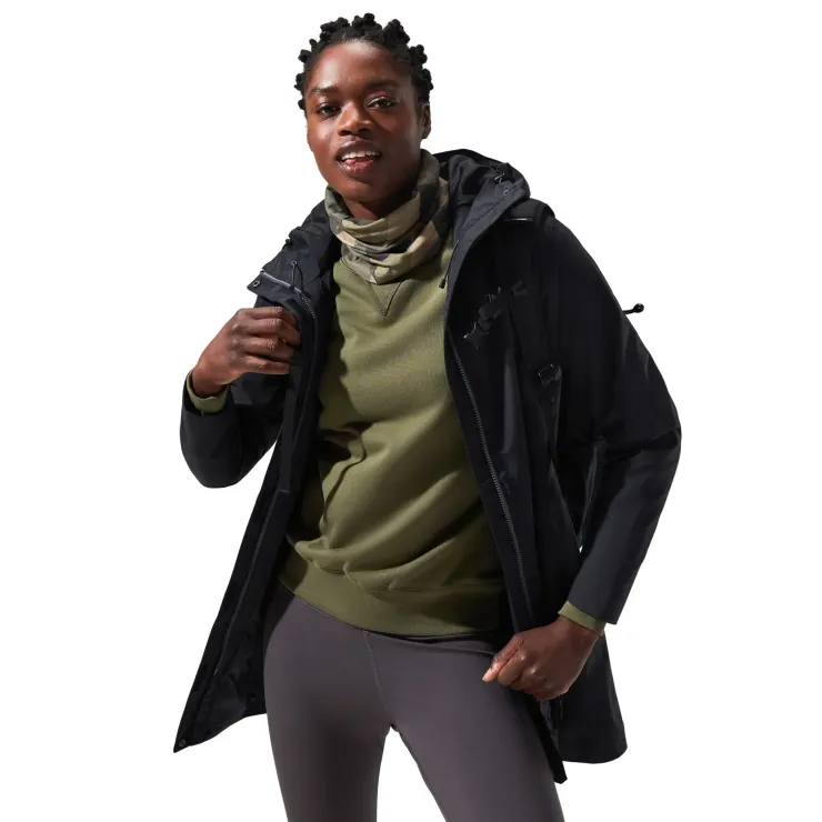 Waterproof Jackets-Berghaus Womens Omeara Long Shell Jacket - Black