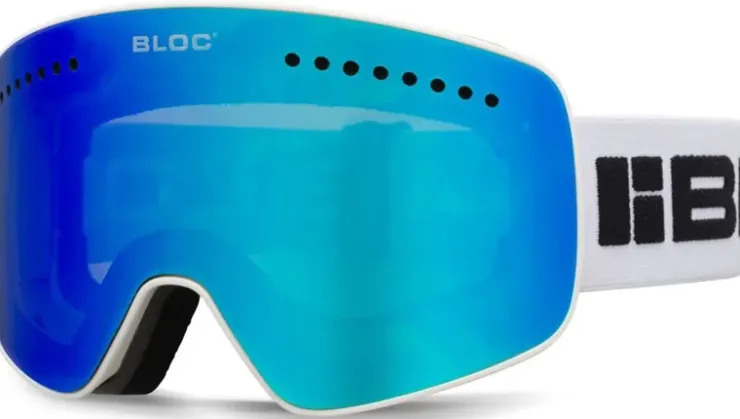 Eyewear-Bloc Eyewear BLOC Fifty-Five Goggle - Matt White-Blue Mirror Lens-Powder Lens