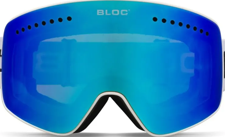 Eyewear-Bloc Eyewear BLOC Fifty-Five Goggle - Matt White-Blue Mirror Lens-Powder Lens