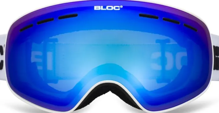 Eyewear-Bloc Eyewear BLOC Small Fit Moon Goggle - Matt White-Blue Mirror Lens