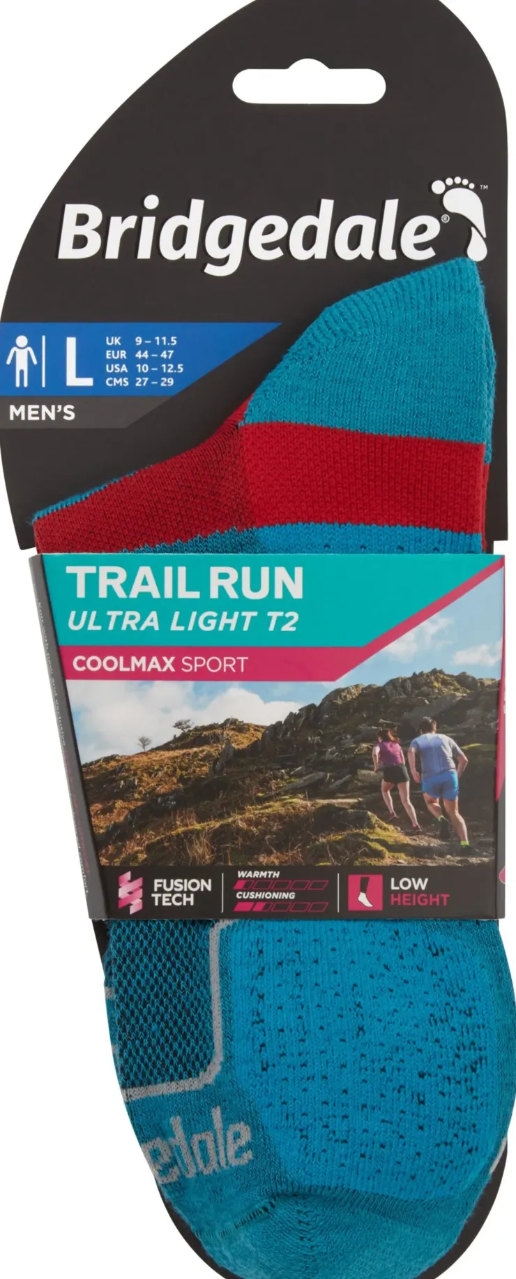 Socks|Socks-Bridgedale Mens TRAIL RUN Ultralight T2 Coolmax Sport Low Socks - Blue