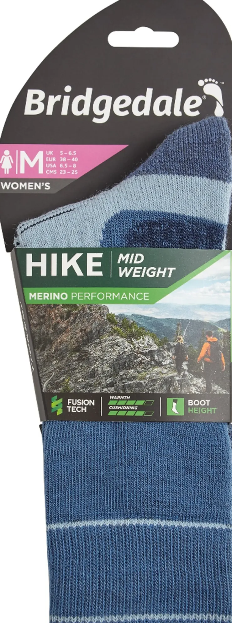 Socks|Socks-Bridgedale Womens Hike Midweight Merino Socks - Blue-Sky