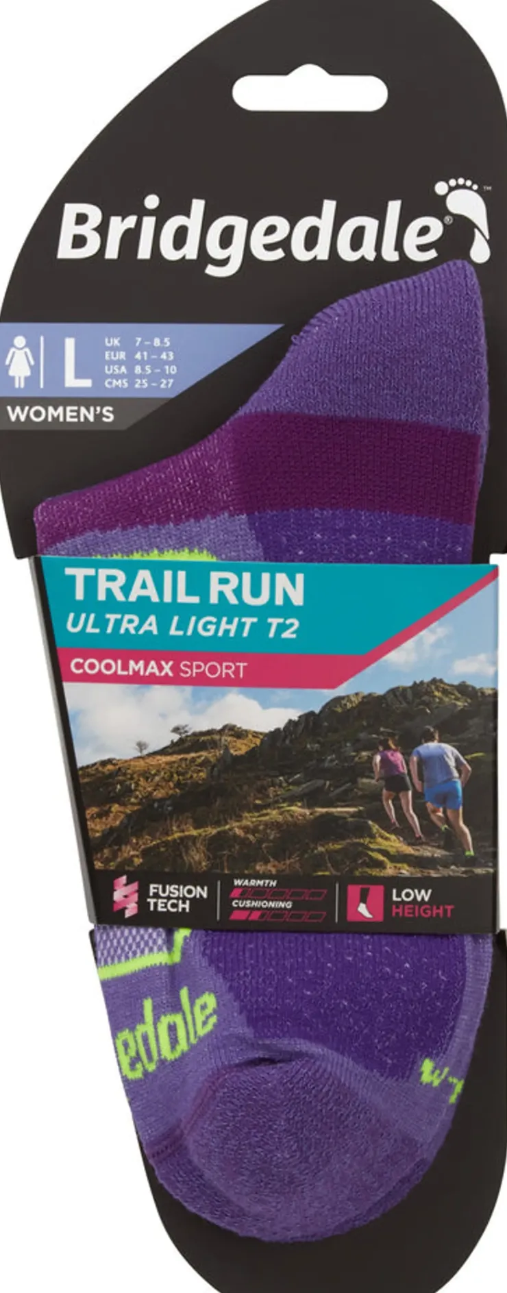 Socks|Socks-Bridgedale Womens TRAIL RUN Ultralight T2 Coolmax Sport Low Socks - Purple