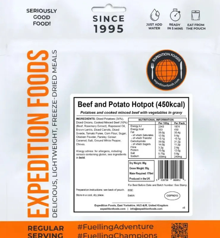 Lunch/ Dinner-Expedition Foods Beef and Potato Hotpot - 450kcal