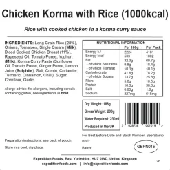 Lunch/ Dinner-Expedition Foods Chicken Korma with Rice - 1000kcal