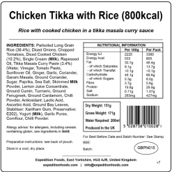 Lunch/ Dinner-Expedition Foods Chicken Tikka with Rice - 800kcal