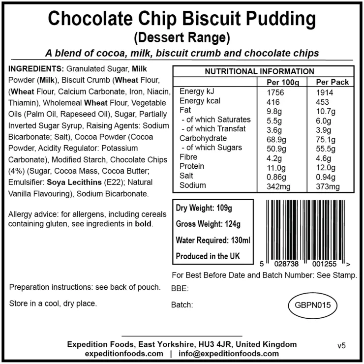 Dessert-Expedition Foods Chocolate Chip Biscuit Pudding - Dessert Range