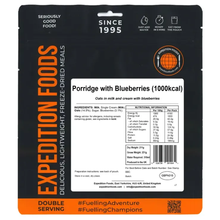Breakfast-Expedition Foods Porridge with Blueberries - 1000kcal