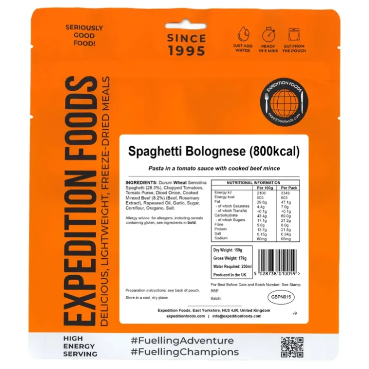 Lunch/ Dinner-Expedition Foods Spaghetti Bolognese - 800kcal