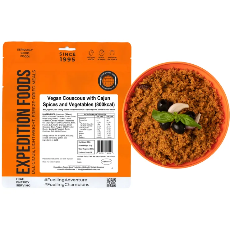 Lunch/ Dinner-Expedition Foods Vegan Couscous with Cajun Spices and Veg - 800kcal