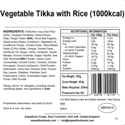 Lunch/ Dinner-Expedition Foods Vegetable Tikka with Rice - 1000kcal
