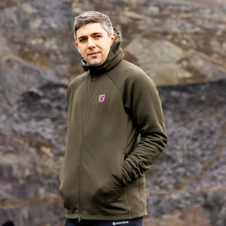 Fleece & Mid Layer-Fjallraven Mens Expedition Fleece Hoodie - Deep Forest
