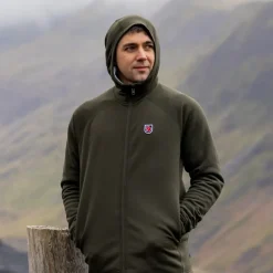 Fleece & Mid Layer-Fjallraven Mens Expedition Fleece Hoodie - Deep Forest