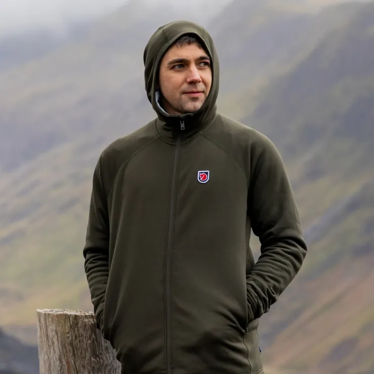 Fleece & Mid Layer-Fjallraven Mens Expedition Fleece Hoodie - Deep Forest