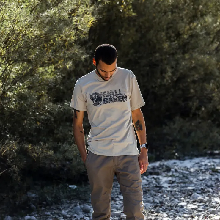 T-Shirts & Baselayers-Fjallraven Mens Lush Logo T-shirt - Fossil