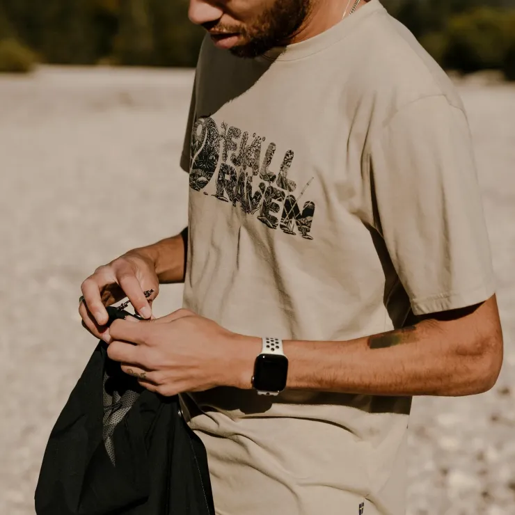 T-Shirts & Baselayers-Fjallraven Mens Lush Logo T-shirt - Fossil