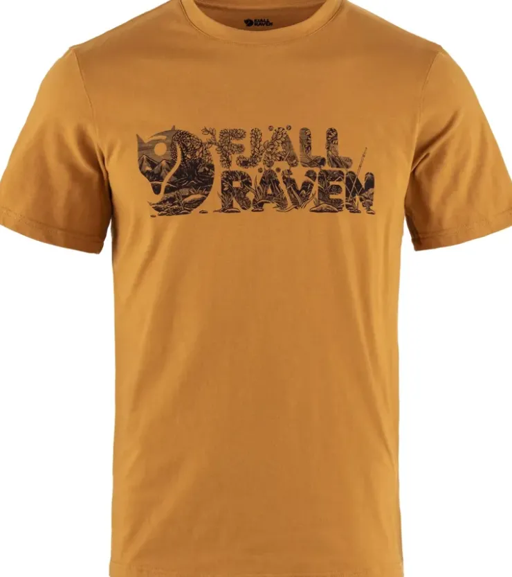 T-Shirts & Baselayers-Fjallraven Mens Lush Logo T-shirt - Acorn