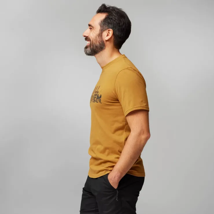 T-Shirts & Baselayers-Fjallraven Mens Lush Logo T-shirt - Acorn