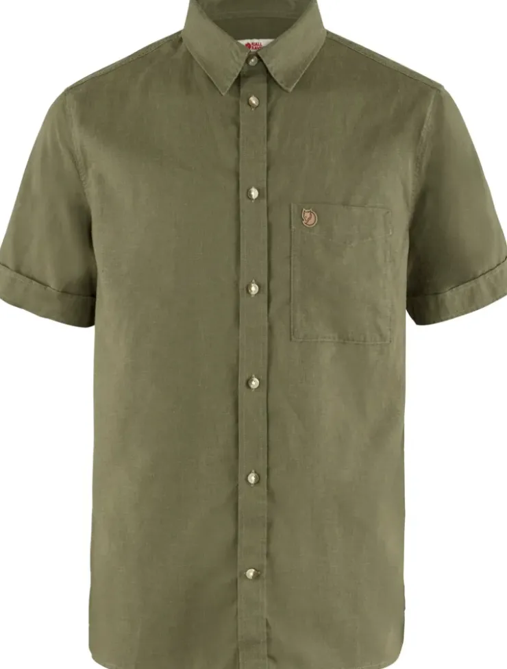 Shirts-Fjallraven Mens Ovik Travel SS Shirt - Green