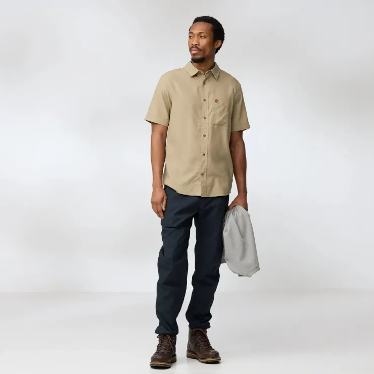 Shirts-Fjallraven Mens Ovik Travel SS Shirt - Green