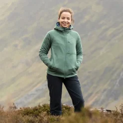 Fleece & Mid Layer-Fjallraven Womens Abisko Grid Fleece Hoodie - Patina Green