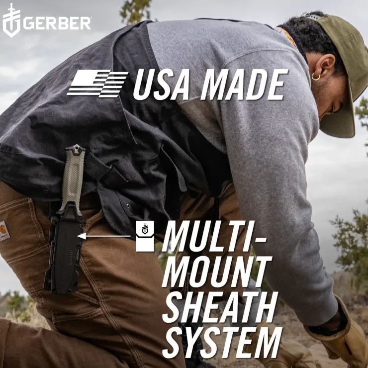 Knives & Multi-Tools-Gerber Strongarm Camp Knife and Sheath - Green