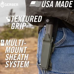 Knives & Multi-Tools-Gerber Strongarm Camp Knife and Sheath - Green