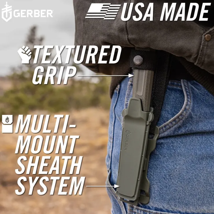 Knives & Multi-Tools-Gerber Strongarm Camp Knife and Sheath - Green