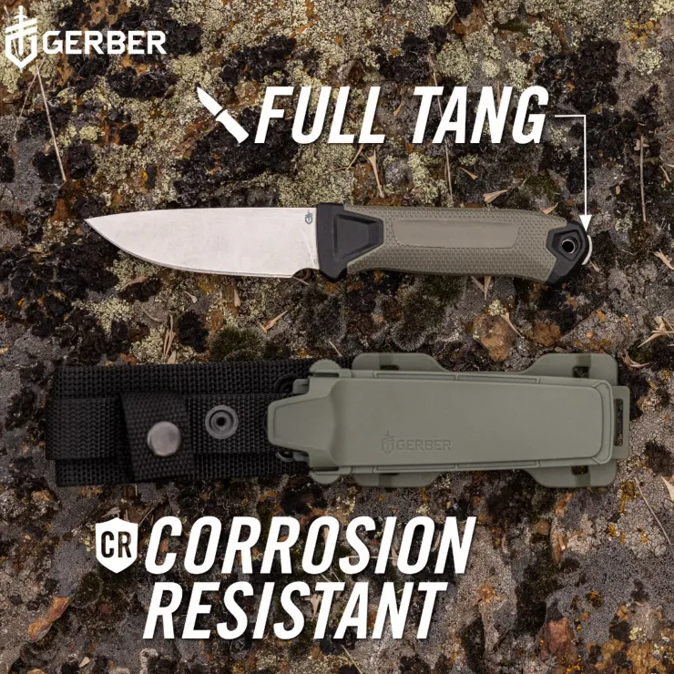 Knives & Multi-Tools-Gerber Strongarm Camp Knife and Sheath - Green
