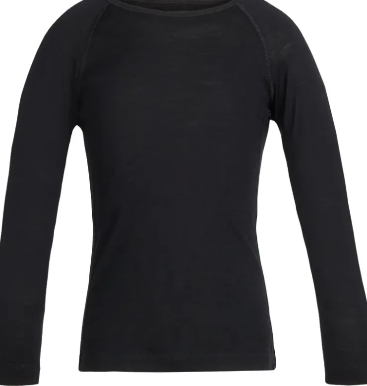 Base Layer-Icebreaker Kids 200 Oasis Long Sleeved Crewe Top - Black