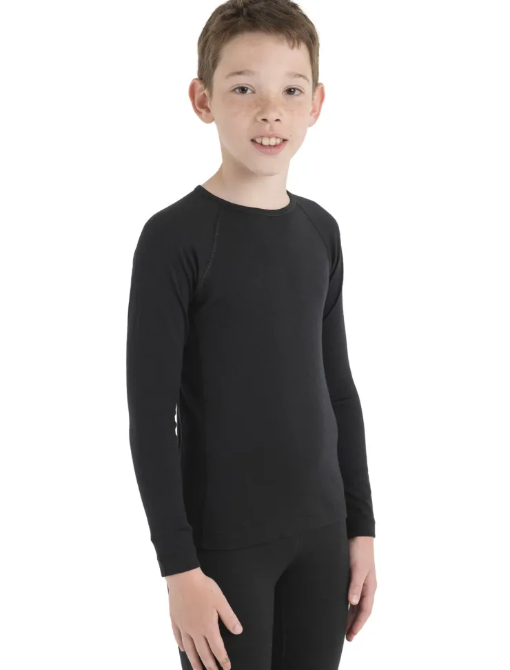 Base Layer-Icebreaker Kids 200 Oasis Long Sleeved Crewe Top - Black