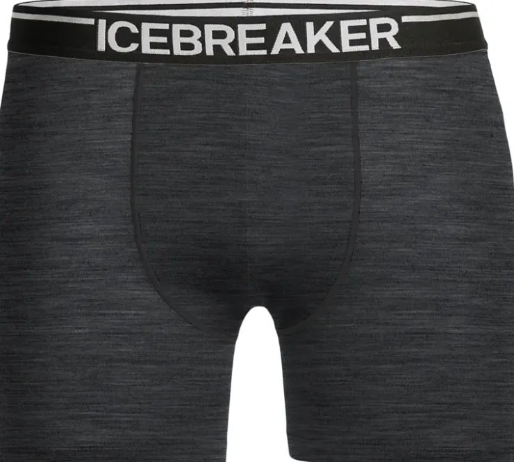 Underwear-Icebreaker Mens Anatomica Boxers - Jet Heather