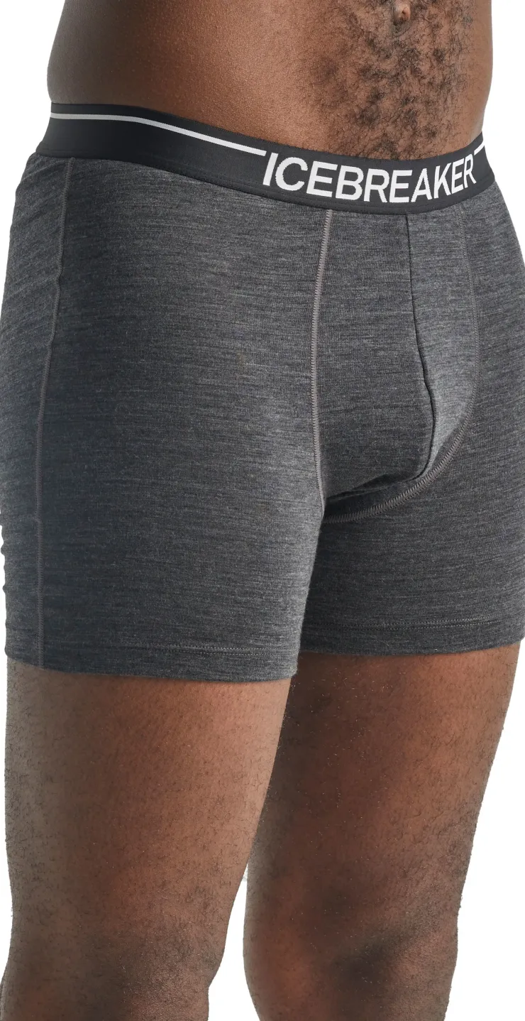 Underwear-Icebreaker Mens Anatomica Boxers - Jet Heather