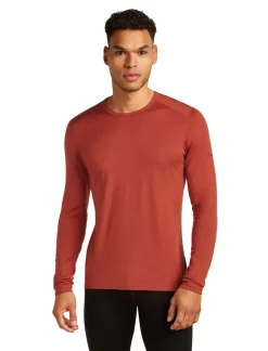 T-Shirts & Baselayers-Icebreaker Mens 200 Oasis Long Sleeved Crewe Top - Jasper