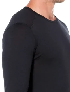 T-Shirts & Baselayers-Icebreaker Mens 200 Oasis Long Sleeved Crewe Top - Black