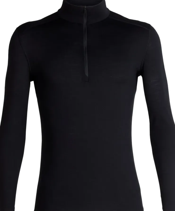 T-Shirts & Baselayers-Icebreaker Mens 200 Oasis LS Half Zip Top - Black