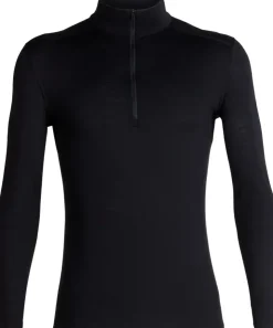 T-Shirts & Baselayers-Icebreaker Mens 200 Oasis LS Half Zip Top - Black