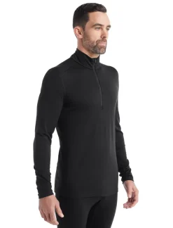 T-Shirts & Baselayers-Icebreaker Mens 200 Oasis LS Half Zip Top - Black