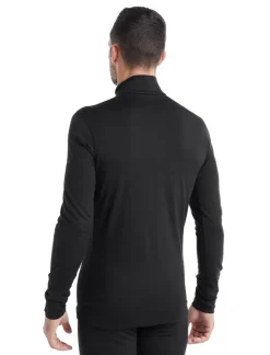 T-Shirts & Baselayers-Icebreaker Mens 200 Oasis LS Half Zip Top - Black