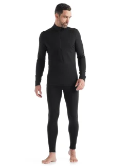 T-Shirts & Baselayers-Icebreaker Mens 200 Oasis LS Half Zip Top - Black
