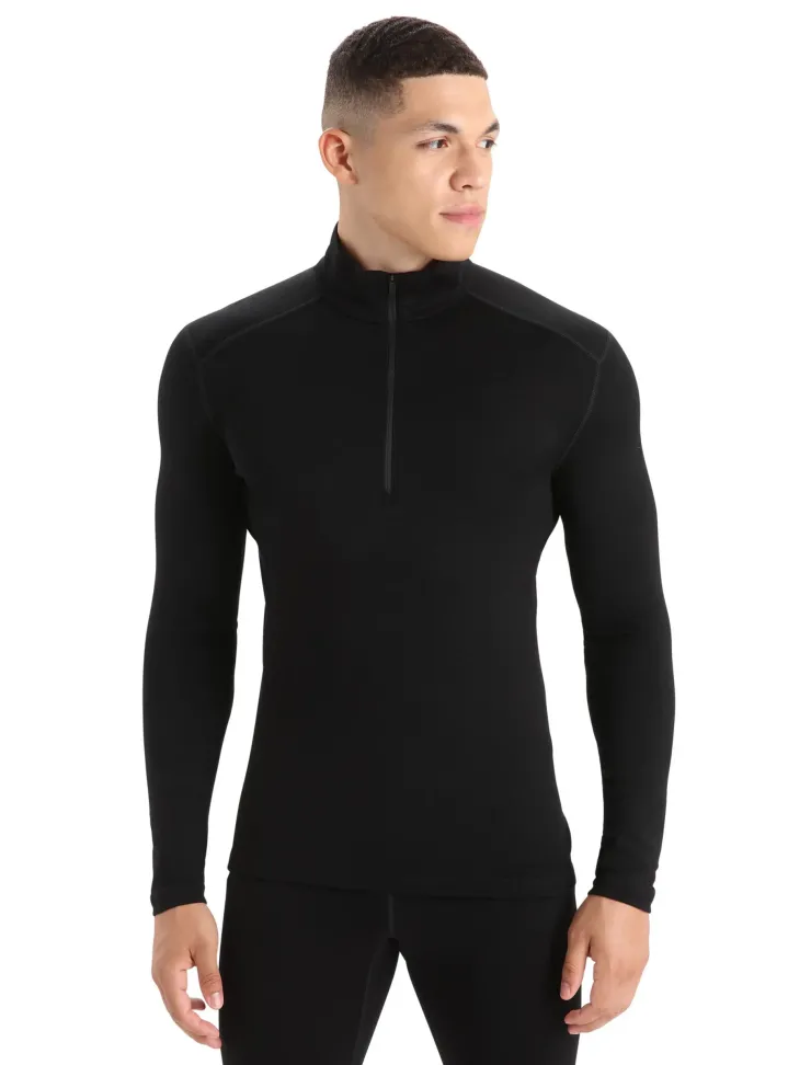 T-Shirts & Baselayers-Icebreaker Mens 260 Tech LS Half Zip Top - Black