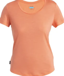 T-Shirts & Baselayers-Icebreaker Womens Merino 125 Cool-Lite Sphere III SS Scoop Tee - Tang
