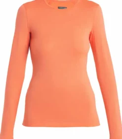 T-Shirts & Baselayers-Icebreaker Womens 200 Oasis LS Crewe Top - Tang