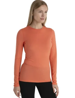 T-Shirts & Baselayers-Icebreaker Womens 200 Oasis LS Crewe Top - Tang