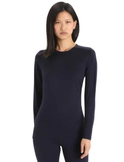 T-Shirts & Baselayers-Icebreaker Womens 200 Oasis LS Crewe Top - Midnight Navy