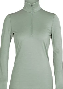 T-Shirts & Baselayers-Icebreaker Womens 200 Oasis LS Half Zip Top - Moss