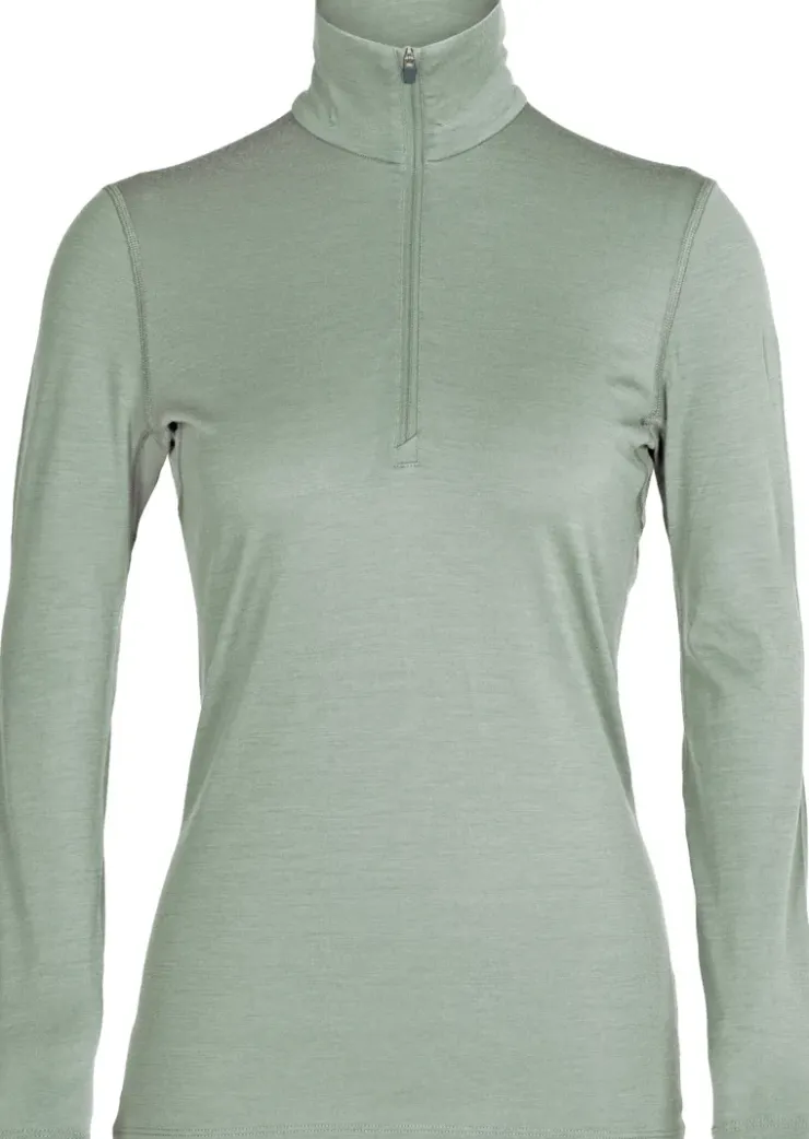 T-Shirts & Baselayers-Icebreaker Womens 200 Oasis LS Half Zip Top - Moss