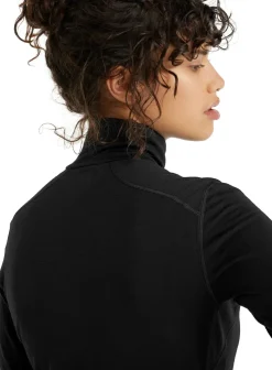 T-Shirts & Baselayers-Icebreaker Womens 200 Oasis LS Half Zip Top - Black