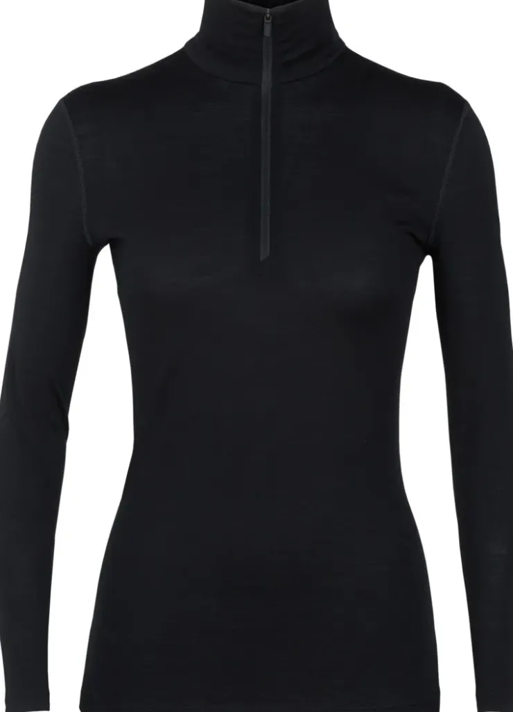 T-Shirts & Baselayers-Icebreaker Womens 200 Oasis LS Half Zip Top - Black