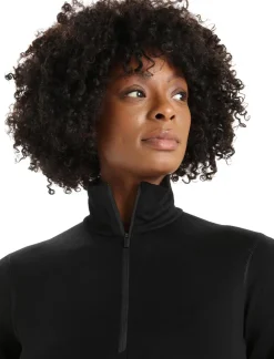 T-Shirts & Baselayers-Icebreaker Womens 200 Oasis LS Half Zip Top - Black